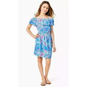 Lilly Pulitzer Girls Amaris Mini Dress Boatyliciou Zanzibar Blue 14 Years 278493